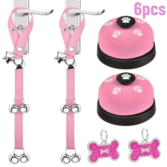 2 Set Dog Door Bells Dog Doorbell to go Outside Puppy Train Bell for pet to Ring to go Potty Puppy Toilet Training Bell Jingle Bells for Door Knob Girl Puppy Essentials Accessories (Pink)
