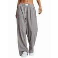 thumbnail image 2 of Womens Striped Gingham Pajama Lounge Boxer Pants Cute Comfy Bottoms with Pockets Fall Y2K Outfits Black S, 2 of 9