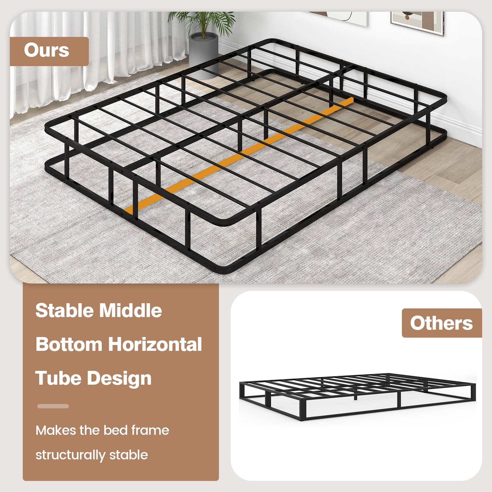Giantex Queen Size Bed Frame, Metal Platform w/Heavy Duty Steel Slat Support, Mattress Foundation, No Box Spring Needed, Easy Assembly