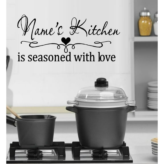Decal ~ (Custom Name) Kitchen is Seasoned with Love #3 Large ~ Wall Decal, 13" x 30"