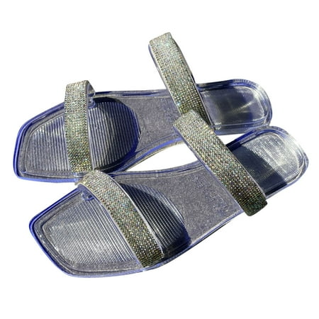 

Cathalem Beach Sequins Fashion Women Size Shoes Spring Rhinestone Flat Summer And Slippers Bottom Large Outdoor Slippers Women Clear 9.5