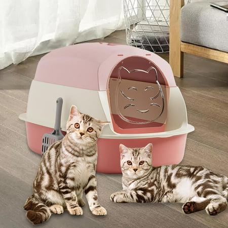EHJRE Hooded Large Large Cat Two Direction Movable Door Detachable Hooded Pet Sat Pink