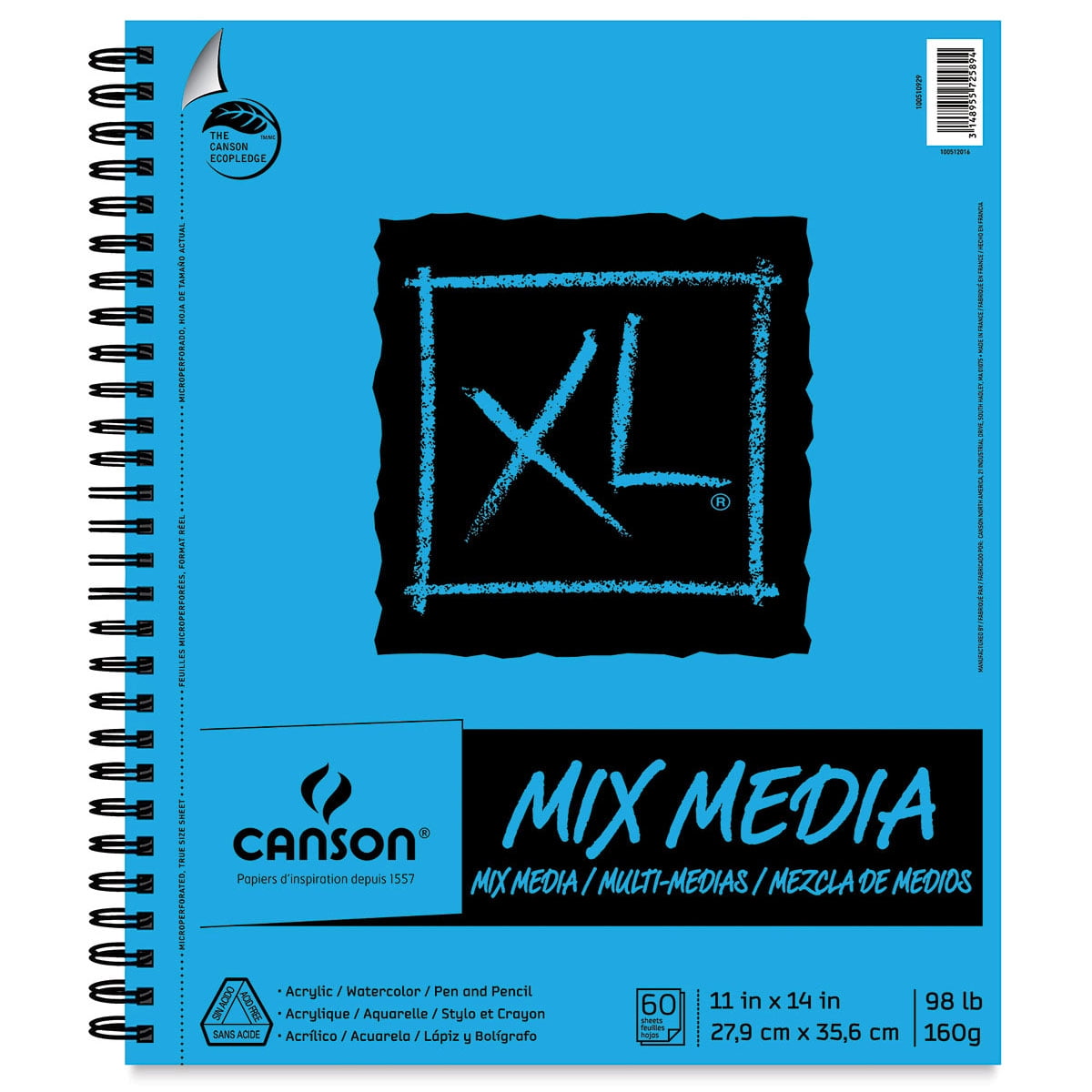 Canson XL Mixed Media Book Wirebound Portrait A4 60 Sheets
