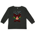 thumbnail image 3 of Inktastic Cute Flannel Reindeer with Christmas Bulbs and Snowflakes Boys or Girls Long Sleeve Toddler T-Shirt, 3 of 5
