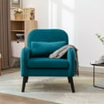 thumbnail image 2 of Upholstered Accent Chair with Cushion, Comfy Living Room Chair with Black Solid Wood Legs, Modern Arm Chair Reading Chair Leisure Chair Club Chair for Bedroom, Balcony and Office, Teal, 2 of 7