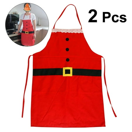 

2pcs Adult Christmas Decoration Santa Apron Adult Home Kitchen Cooking Baking Chef Apron