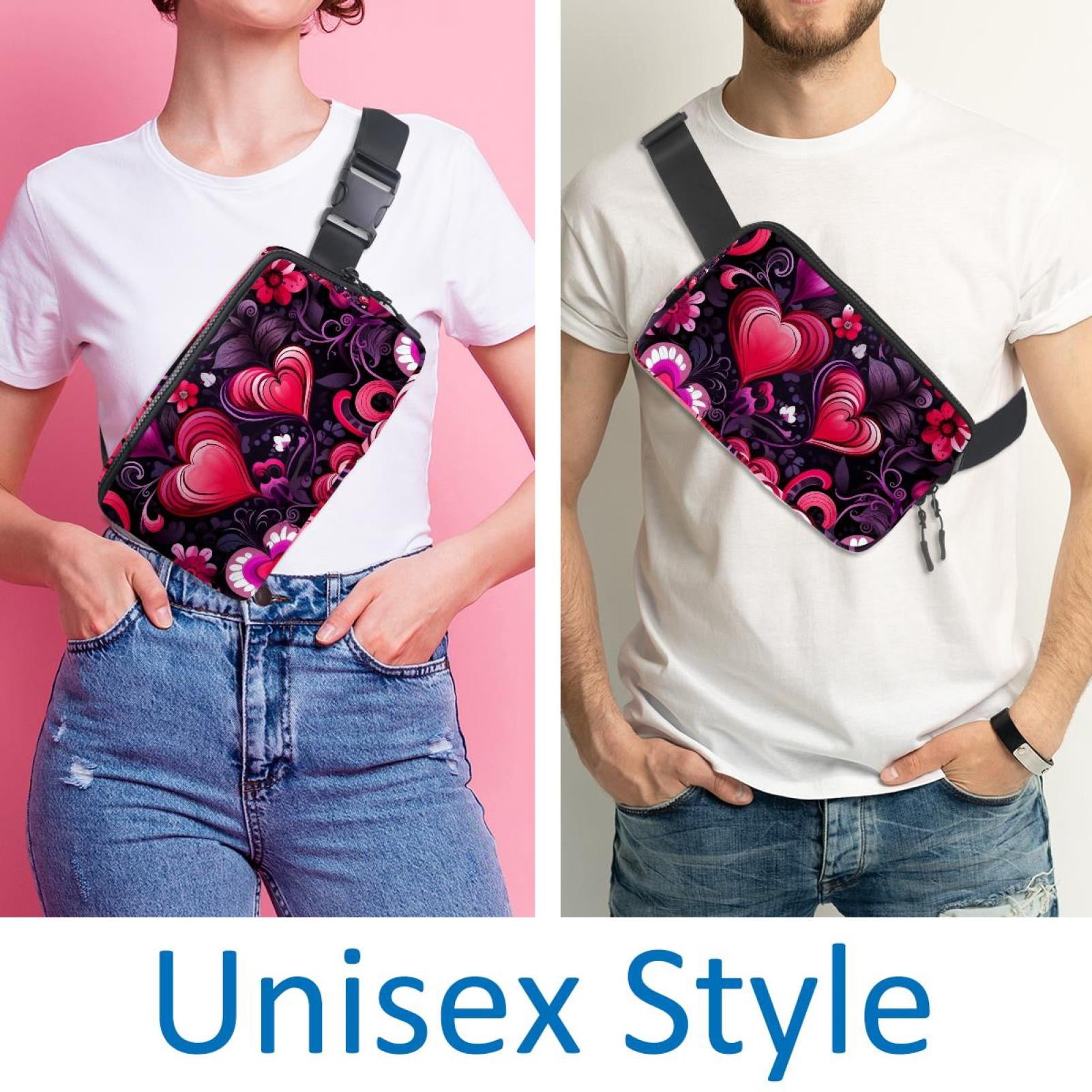 Valentine's Day Love Lightweight Adjustable Sling Bag Waist Pack with Extension Strap Unisex - Ideal for Travel and Outdoor Activities