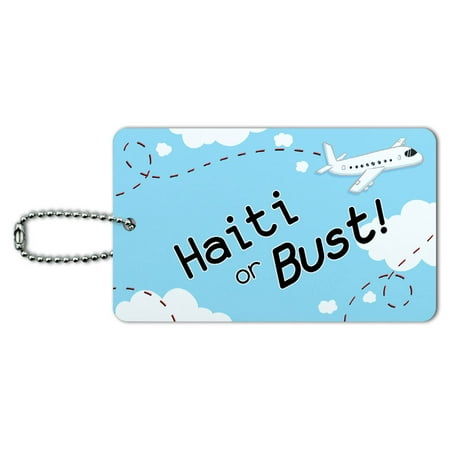 Graphics and More Haiti or Bust - Flying Airplane ID Card Luggage