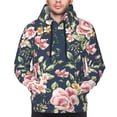 thumbnail image 3 of Zufioo Vintage Floral Design Fleece Comfortable Hoodie for Mens,Sweatshirt for Men,Pullover Hooded Sweatshirt for Men -Small, 3 of 5