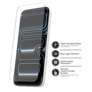 DuraGlass DefenseTech Glass Screen Protector with Blue Light Filter for iPhone 18 Pro Max / 17 Pro Max with Easy Application Tray