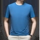 thumbnail image 4 of Camiseta de manga corta de seda de hielo de color sólido, camiseta fina elástica de verano para hombre, camiseta deportiva informal de media manga con cuello redondo para hombre, 4 of 5