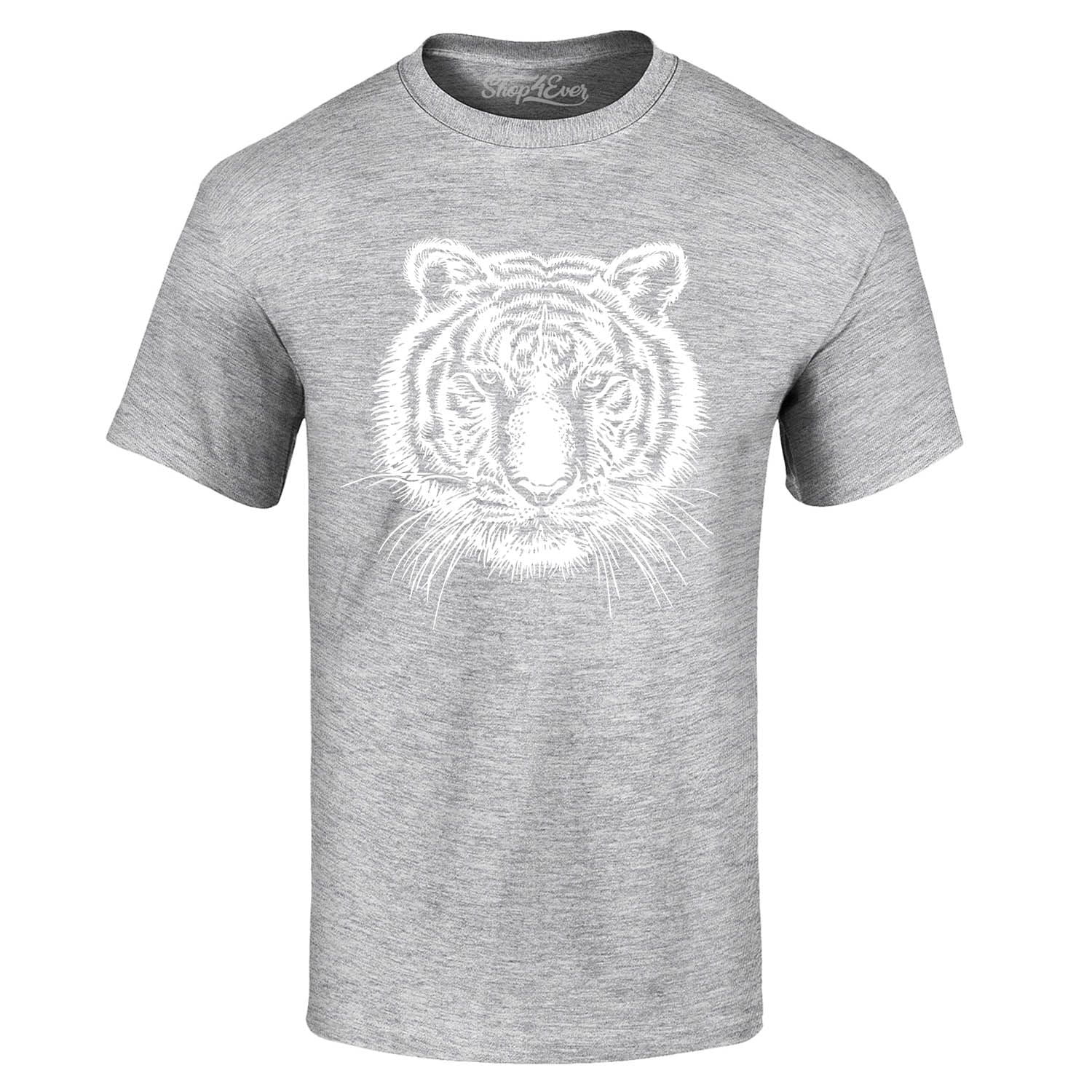 Shop4Ever Men's White Tiger Graphic T-shirt XXXX-Large Sports Grey ...