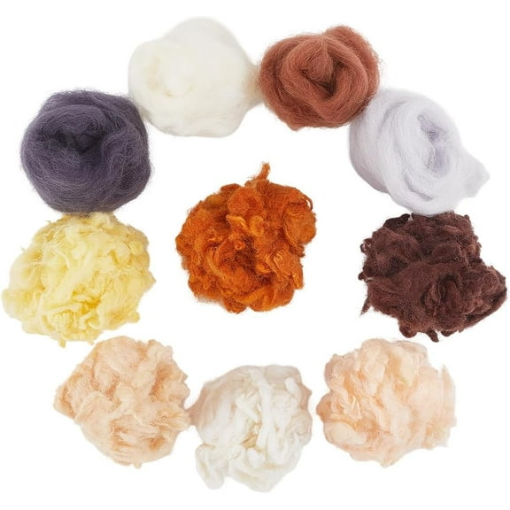 10 Styles Needle Felting Wool Roving DIY Craft Material Mixed Color 100~150mm