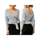 thumbnail image 3 of Txlixc Prendas de Punto de Estilo Suelto para Mujer, Jersey de Dobladillo con Volantes de Manga Larga con Cuello en V Profundo de Color Sólido Txlixc Moda, 3 of 7