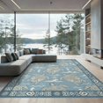 thumbnail image 2 of ODIKA 8'x10' Ultra-Soft Area Rug, Boho Nautical Border Motif Scattered Symmetrical Animals Turtle Ocean Playful None Washable, Bare feet friendly, Silk-Touch for Bedroom, Under Sectional, 2 of 7