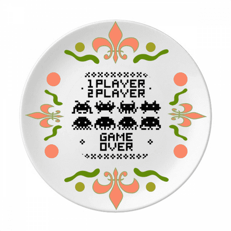 

Players Game Over Little Monster Pixel Flower Ceramics Plate Tableware Dinner Dish