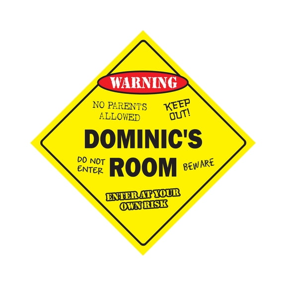 Dominic's Room Sign Crossing Zone Xing | Indoor/Outdoor | 14" Tall kids bedroom decor door children's name boy girl