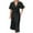 Black, variant on Ashirexll Summer Dresses for Women, Maxi Dresses for Women, Summer Solid Color Short Sleeve V-Neck Dress