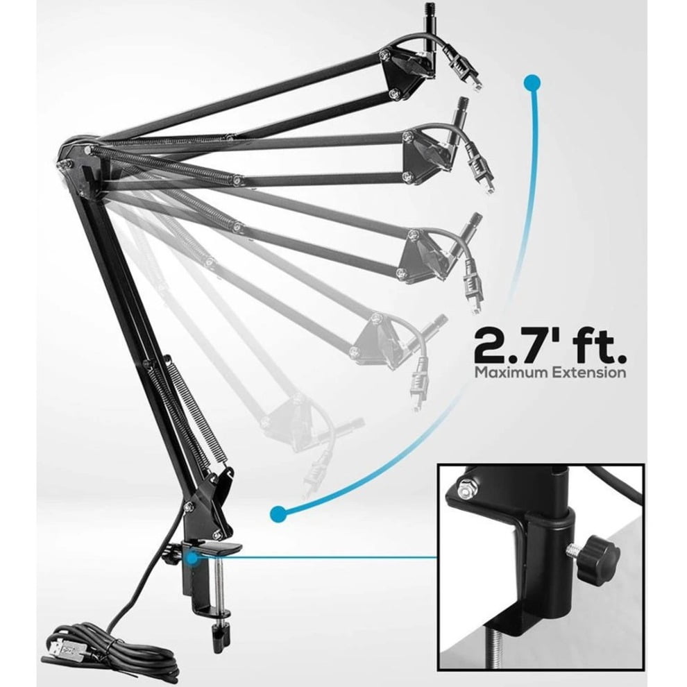 Pyle Adjustable Compact Microphone Boom Stand, Durable Steel for Broadcasting and Studio Use