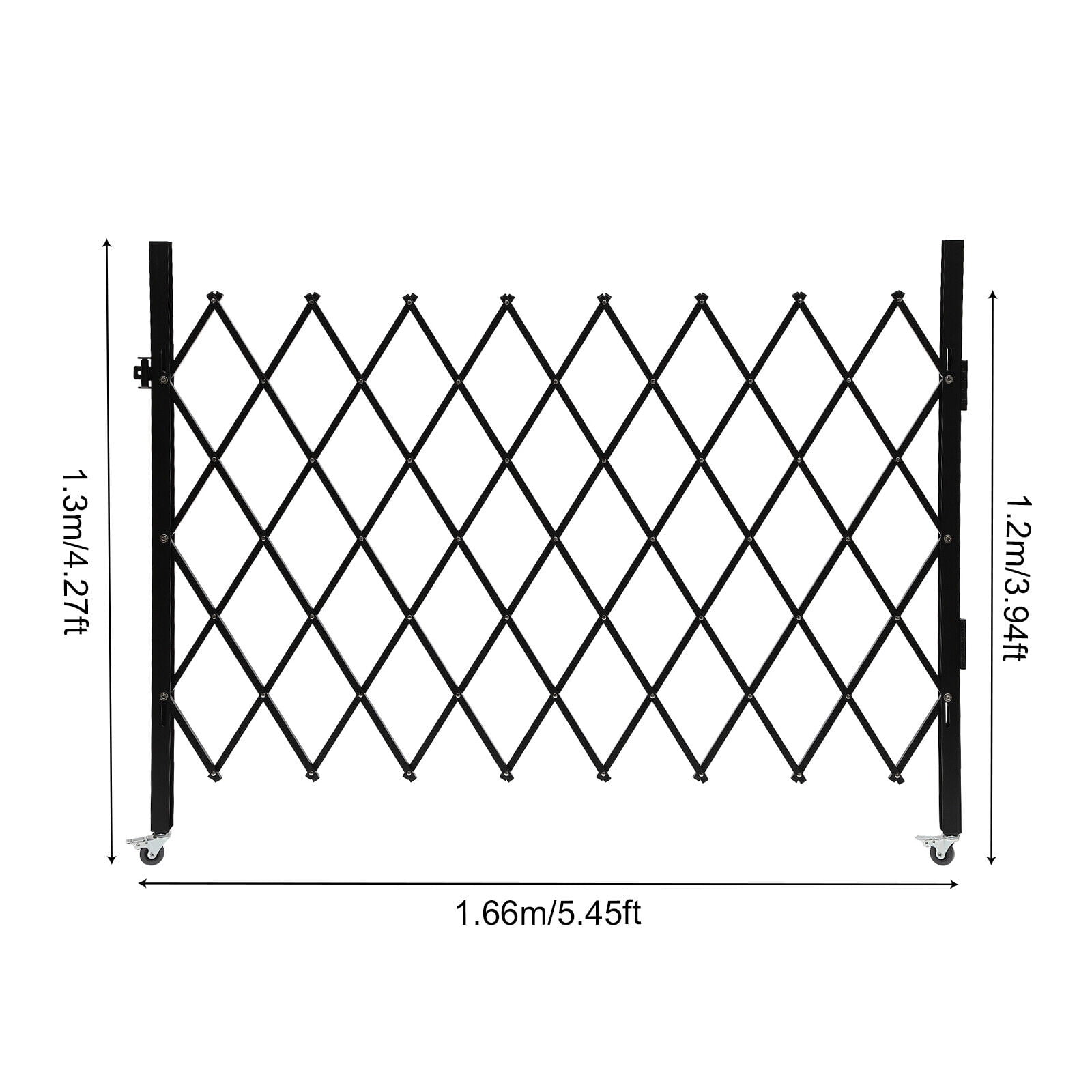 Single Folding Security Gate Wall Mount ‎Expandable Folding Door Gate Iron Black 4.27' H x 36.6"/ 5.45'/ 5.91' W