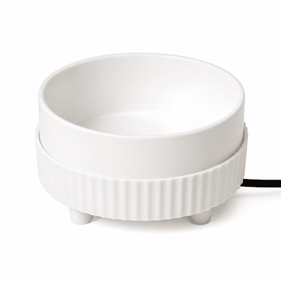 RAIRSKY 2026 New Heated Pet Bowl – Usb Rechargeable Water Bowl for Dogs&Cats,Quiet Water Bowl Heater,Constant Warmth Pet Water Dispenser for Puppies&Kittens,Eco-Friendly Ceramic Heated Bowl (White)