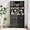 Fluted Black, variant on White Kitchen Pantry Cabinet, 71" Hutch Cabinet with Countertop & Power Outlet & Adjustable Shelves, High Gloss Wood Buffet Cabinet with Microwave Stand for Living Room, Dinning Room