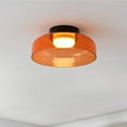 thumbnail image 2 of Jonathan Y 12" Minimalist Iron/Glass Dimmable Integrated LED Flush Mount, Orange/Black, 2 of 7
