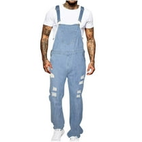 Cargo Pants Men Men's Denim Bib Overalls Fashion Ripped Skinny Jeans Jumpsuits Distressed Cargo Pants Rompers with Pockets Adjustable Straps Suspender Cargo Pants with Breast Pocket