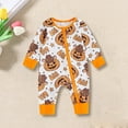 thumbnail image 2 of Mercatoo 𝐍ewborn Baby Halloween Jumpsuit Boys Girls Cute Pumpkin Zip-Up Long Sleeve Crewneck Romper Fall Winter Warm Bodysuit, 2 of 5