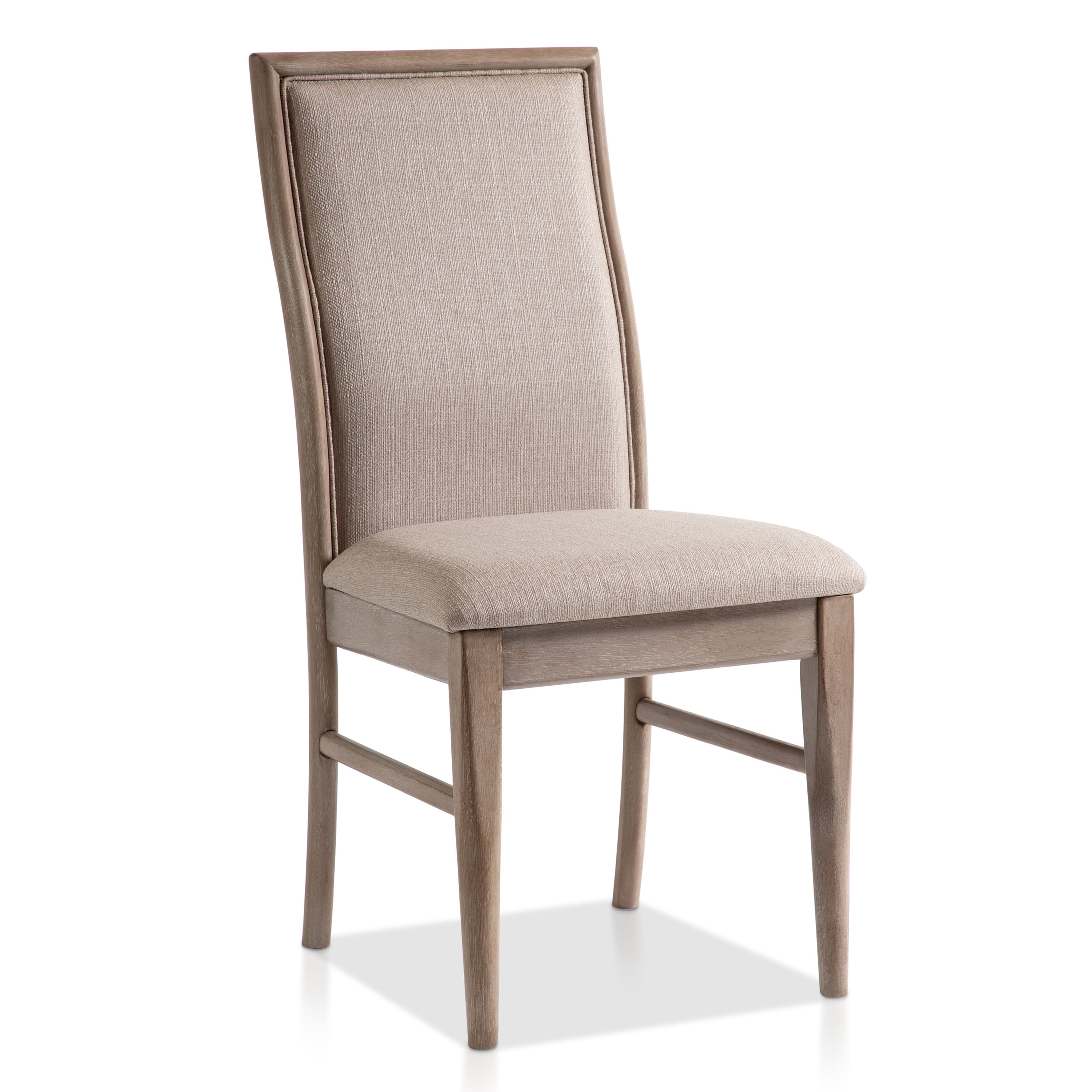 Furniture of America Flin Upholstered Solid Wood Side Chairs, Set of 2, Natural Ash