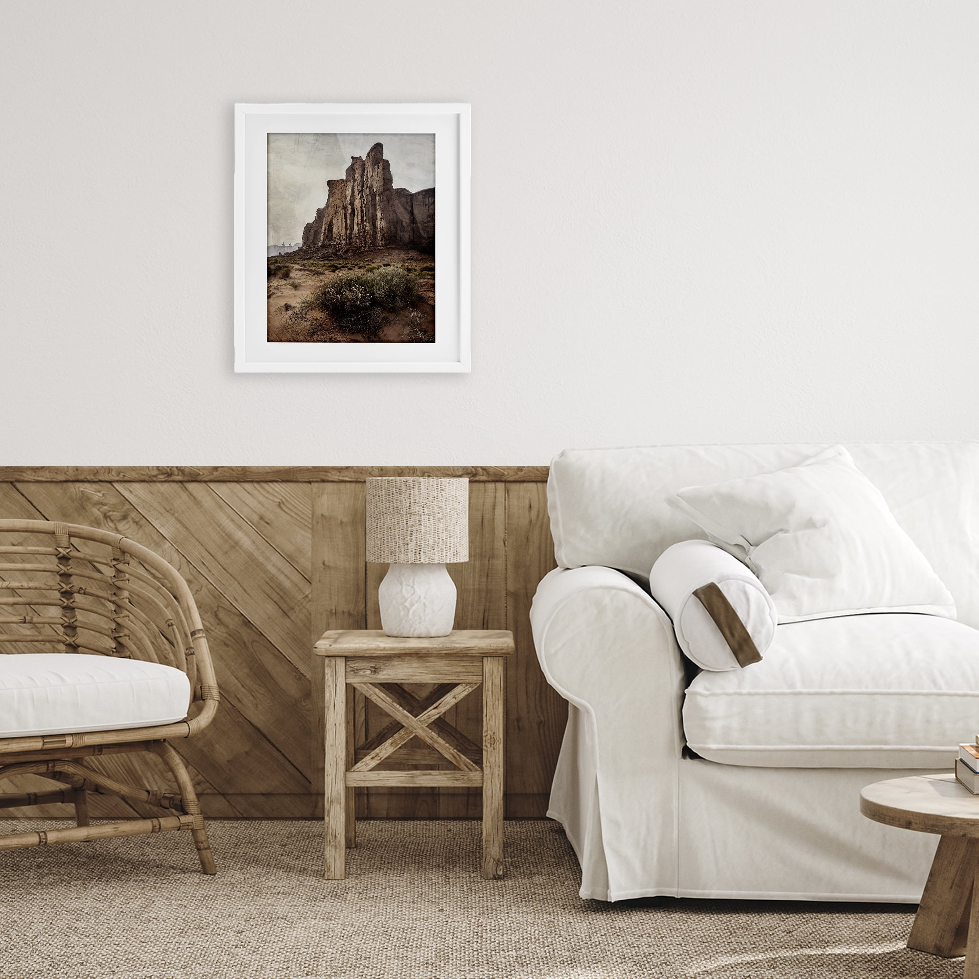 Stupell Industries Desolate Rock View White Framed Print Under Glass, design by Kim Allen