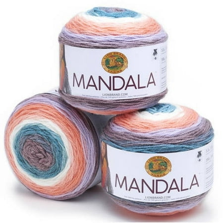 UPC: 0842093110361 | Lion Brand Yarn Mandala Pegasus Self-Striping Light Acrylic Multi-color Yarn 3 Pack