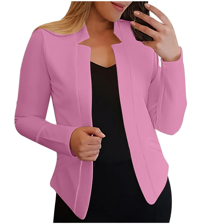 Dazajoo Plus Size Cropped Blazers for Women Business Casual Open