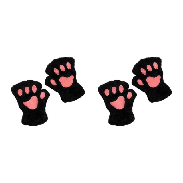 kurtrusly Restez Élégant avec des Gants Mignons Sans Doigts Cadeaux Réfléchis Gants Demi-Doigts Noir 2Ensemble