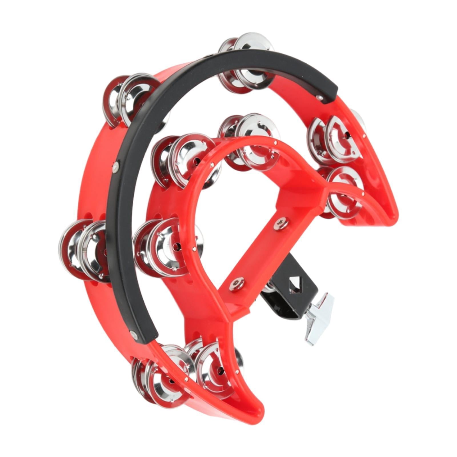 QccHieUs Hi Hat Tambourine Percussion Accessories Metal Shaker Mountable Double Row Bells