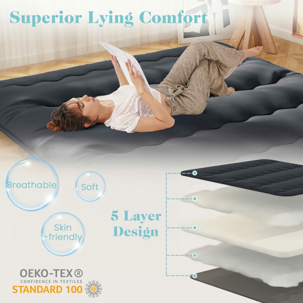 Kepooman Futon Mattress with Washable Cover and Foldable Mat-King Size