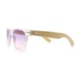 thumbnail image 6 of Hipster Bamboo Wood Arm Rectangle Clear Horn Rim Plastic Sunglasses Clear - Purple Pink, 6 of 8