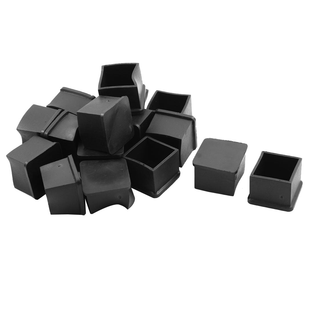 Unique Bargains 16 Pcs Antislip Rubber Square 30mm x 30mm Chair Foot Cover Table Furniture Leg Protector Black
