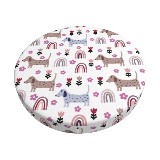Balery Cute Dog Fundas de asiento para taburete de bar redondo de tela de terciopelo ajustables que protegen de arañazos y manchas para sillas de 14 a 17 pulgadas.-12 inch