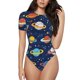 thumbnail image 1 of Balery Planets and Stars Body de cuello redondo de manga corta para mujer Tops de manga corta Tops básicos-Medium, 1 of 7