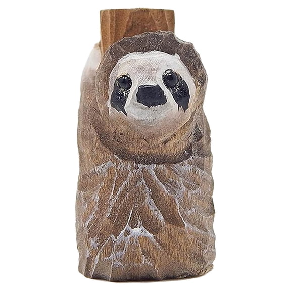 Sloth Figurine Statue Decor Small Animal Sculpture Art Wood Carving Miniature