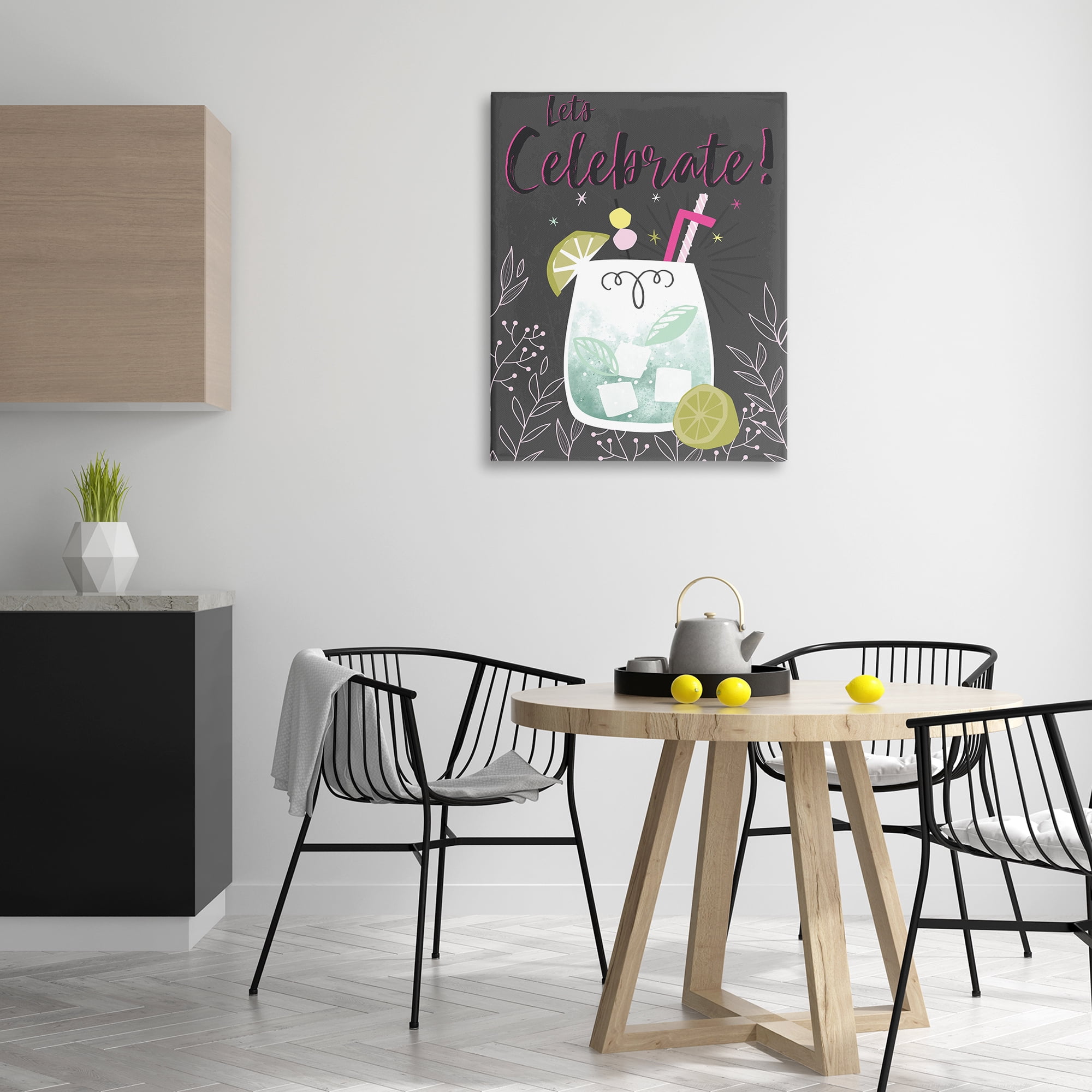 Stupell Industries Let's Celebrate Cocktail Food & Beverage Painting Wrapped Canvas Art Print Wall Art, 30 x 40