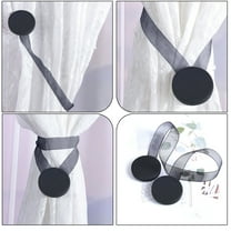 AUHomi 1 Pack Magnetic Curtain Tiebacks, Modern Style Curtain Tie Backs Decorative Drapes Weave Holdbacks for Home Outdoor Bedroom Office Decorative Curtain, Black