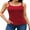 Bright Red, variant on Sociala Womens Adjustable Spaghetti Strap Camis Lettuce Hem Ribbed Undershirt