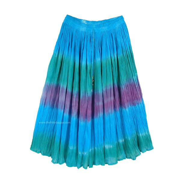 TLB - Tie Dye Mid Calf Length Beach Skirt in Blue Green - Walmart.com ...