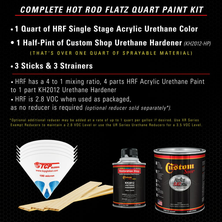 Custom Shop - Hot Rod Black - Hot Rod Flatz Flat Matte Satin Urethane Auto  Paint - Complete Quart Paint Kit - Professional Low Sheen Automotive, Car  Truck Coating, 4:1 Mix Ratio 