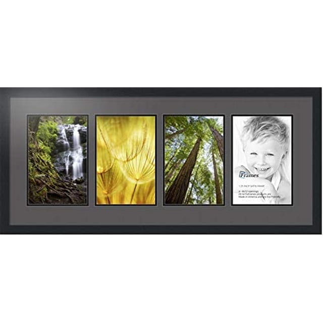 collage photo frame double mat with 4-8x12 openings with black frame ...