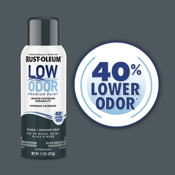 6 Pack, Anchor Gray, Rust-Oleum Low Odor Premium Gloss Spray Paint-388246, 11 oz