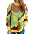 thumbnail image 2 of Qepwscx Womens Graphic Sweater Top Fall 2025 Oversized Chunky Knit Long Sleeve Pullover Sweaters Crew Neck Shirt Going Out Top Knitted Jumperes Tops Winter Shirts Loose Fits, 2 of 6