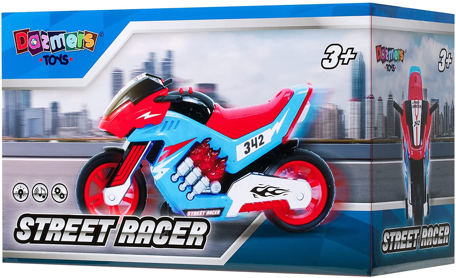 Dazmers Toys Electric Motorcycle Toy With Lights And Sounds - Wheelie Lifters